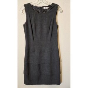 Calvin Klein Gray  Sleeveless Sheath Shift Dress Tiered Skirt Lined Capsule  4‎